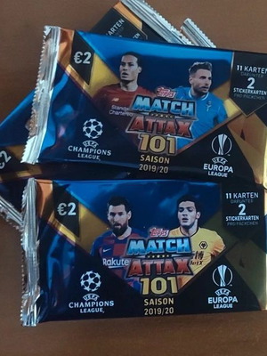 Topps Match Attax 101 καινούργια σφραγισμένα φακελάκια καρτών 2019-2020