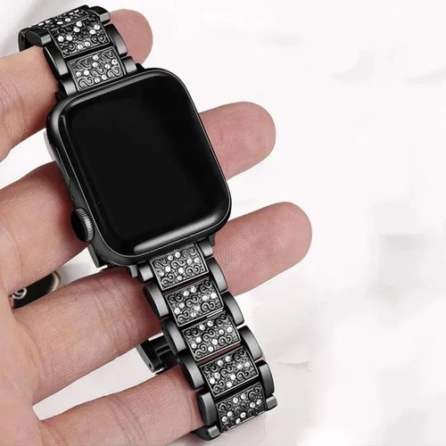 Metal Watch Bands with Crystals for Apple Watch Ultra/SE/11/10/9/8/7/6/5