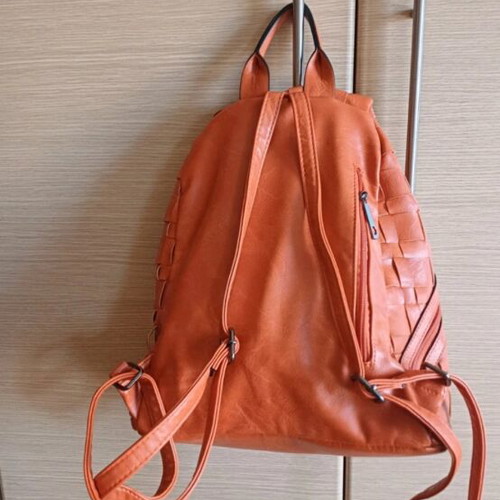 Women's backpack bag orange eco leather like new