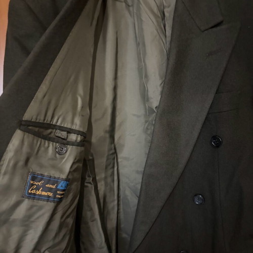 Jacket used, size L, cashmere and silk, dark olive