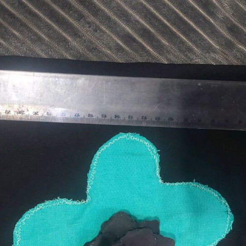 Handmade Black Fabric Crossbody Bag like new with Turquoise Flower
