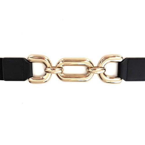 Elastic belt with large gold rings new, one size