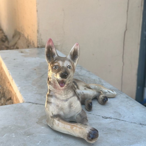 Ceramic Lavdanis wolfdog figurine used with damages