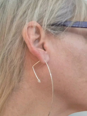 Long Silver 925 Earrings minimal geometric threaders like new