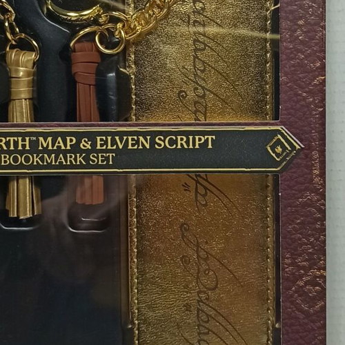 Lord of the Rings bookmark set with Middle Earth map and Elven script, new