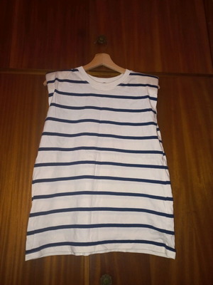 Zara striped blouse nautical with shoulder pads like new, beige-blue