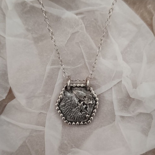 Necklace with polygonal pendant silver 925 new