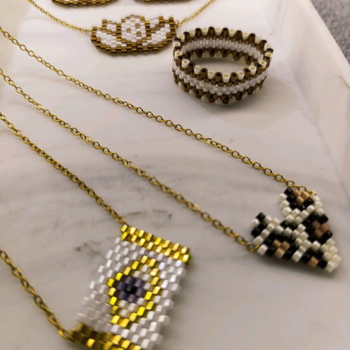 Set of 5 jewelry new with Miyuki beads and stainless steel chain