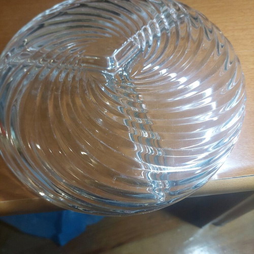 Vintage crystal platter like new with embossed designs 21x21