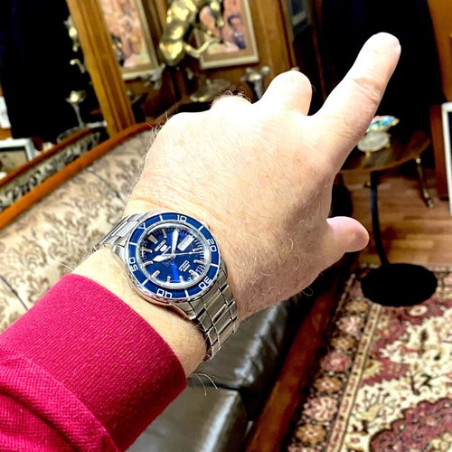 Seiko 5 Sports ανδρικό ρολόι μεταχειρισμένο, μπλε καντράν, αυτόματο