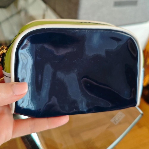 Estée Lauder toiletry bag new, glossy navy blue and green
