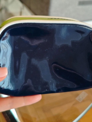 Estée Lauder toiletry bag new, glossy navy blue and green