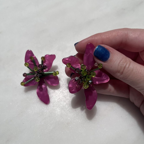Zara flower earrings, multicolored purple