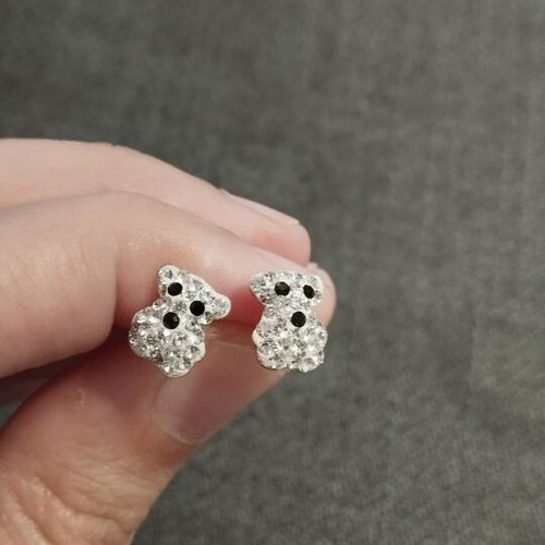Sterling Silver 925 Bear Jewelry Set with Earrings and Pendant