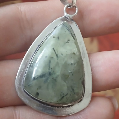 Pendant with natural stone in 925 silver, 5 cm, like new