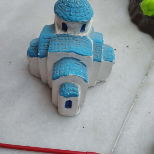 Handmade traditional Cycladic church decoration with blue dome