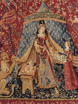 Tapestry embroidery used with theme The Lady and the Unicorn