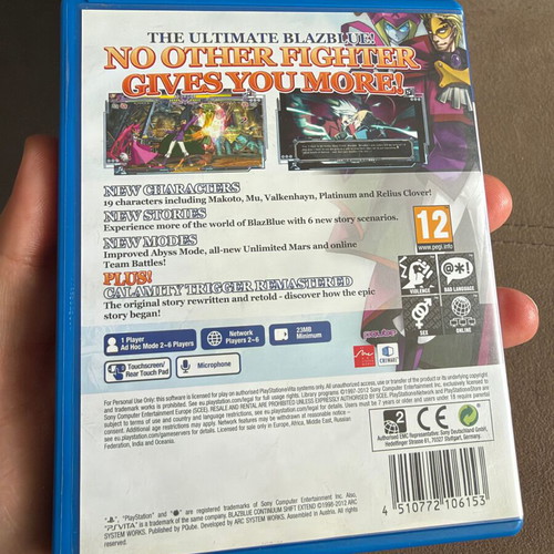 BlazBlue Continuum Shift Extend PS Vita like new