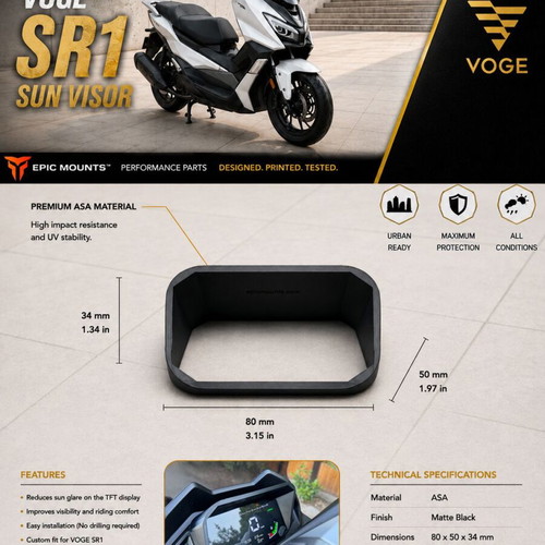 LCD Screen Sun Visor 3D Print for Voge SR1