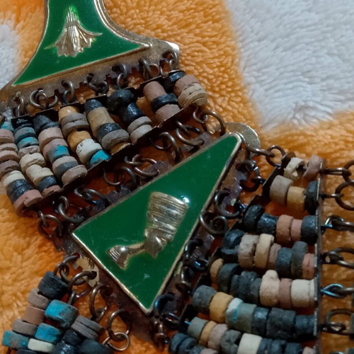 Vintage necklace with earrings used, Ancient Egypt theme