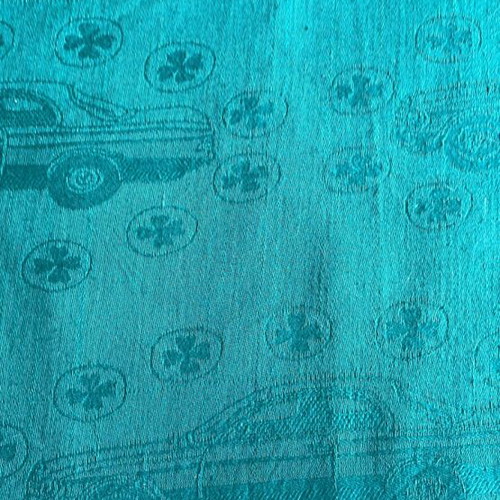 Cotton fabric green new with Mercedes logo and car