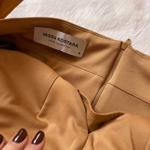 Vassia Kostara leather top new, brown, size M