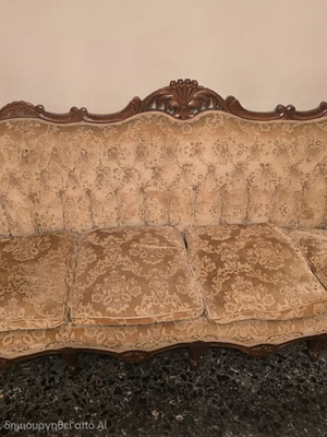 Living room furniture set with 4-seat sofa, armchair, chairs and tables