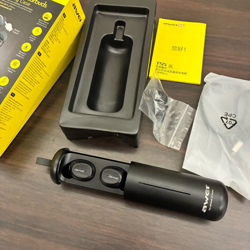 Awei T55 True Wireless Earbuds used with all accessories