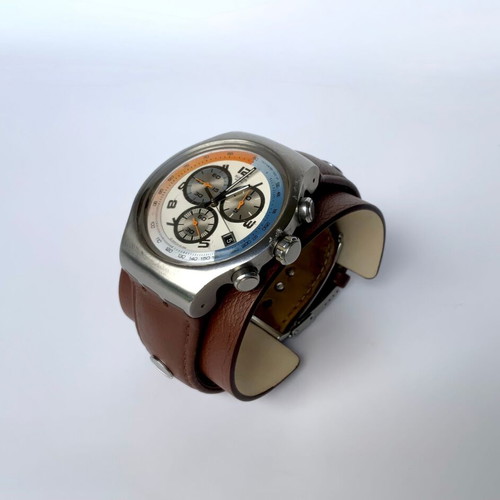 Swatch YOS404 Top Relief Irony Chronograph used with box and papers