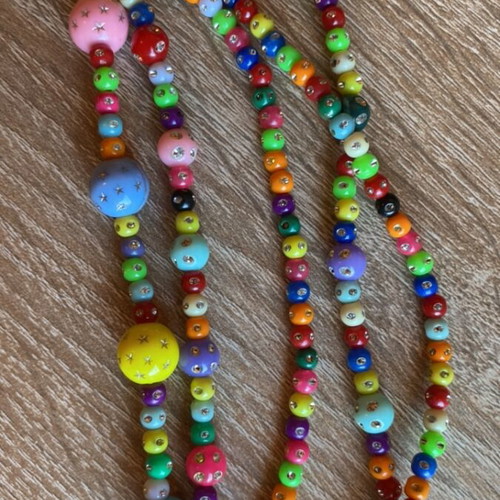 Decorative garland handmade with colorful beads, 40 cm