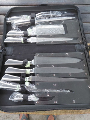 Professional knife set new for restaurant kitchens