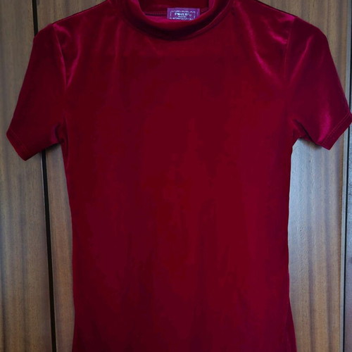 Red velvet PIN UP blouse with high neck, S/M, like new