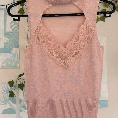 Mango sleeveless turtleneck top like new, size medium, powder pink