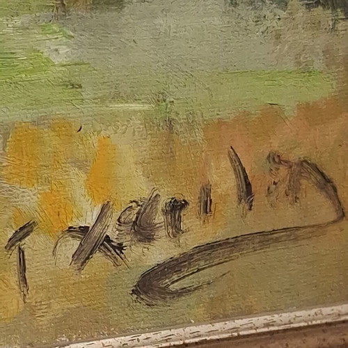 Large oil painting on canvas like new, signed artwork 76×56 cm
