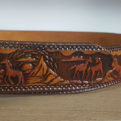 Just Brass INC Freeport New York vintage belt custom made, brown