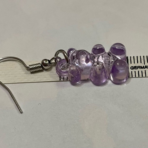 Handmade purple teddy bear earrings brand new