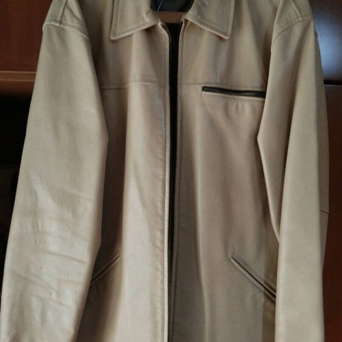Men's leather jacket beige like new XXL