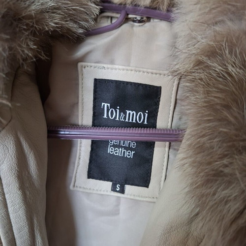 Toi&Moi women's beige leather jacket small, used