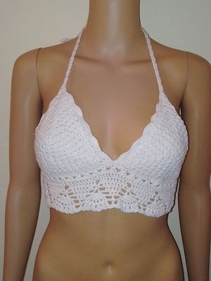 Πλεκτό cropped top λευκό σαν καινούργιο, μέγεθος S