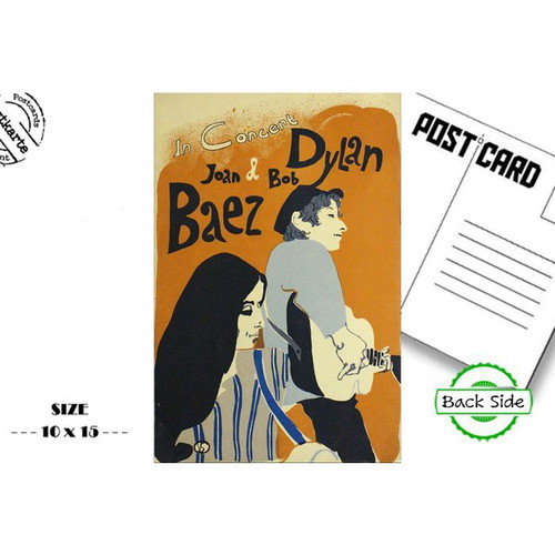Post Card Joan Baez & Bob Dylan new, foreign music scene