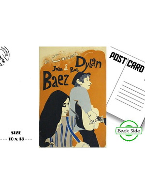 Post Card Joan Baez & Bob Dylan new, foreign music scene