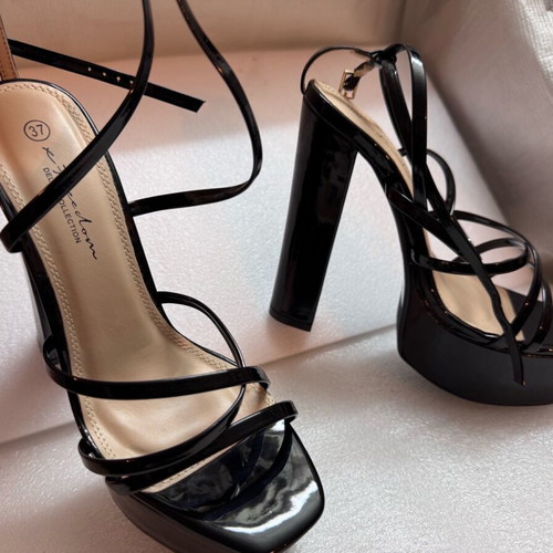 X-freedom black glossy sandal size 37 like new