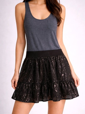 Φόρεμα γκρι με πούλιες καινούργιο, μέγεθος L