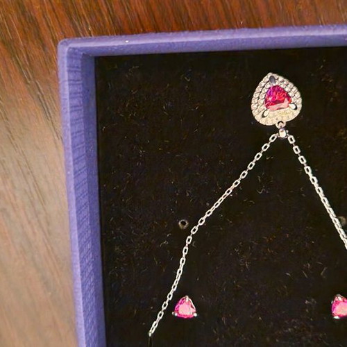 Swarowski set heart pink like new