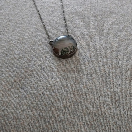 Silver 925 necklace used with natural Dendritic Agate 21mm