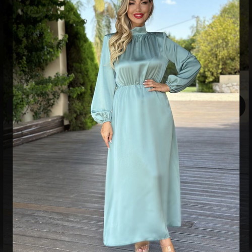 Dress satin maxi turquoise like new