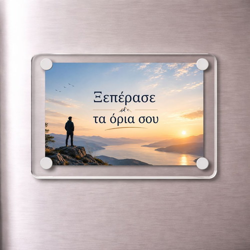 Acrylic Motivational Magnet 9x6cm "Ξεπέρασε τα όρια σου" new