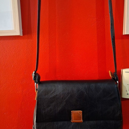 Black crossbody bag new, faux leather, 28 cm base length