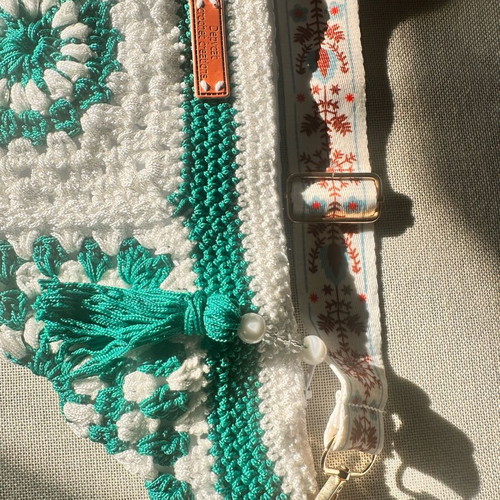 Handmade knitted shoulder bag crossbody made to order, white