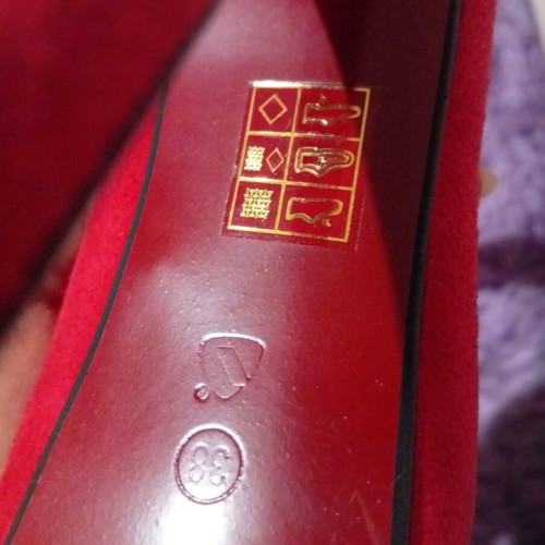 Over-the-knee boots new, red velvet, heel height 17cm, size 38